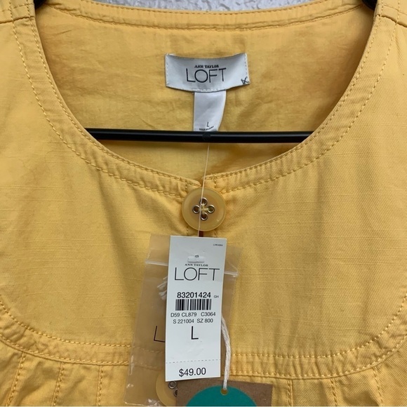 Loft Women’s Yellow Single Button Flyaway Overshirt Size Large NWT - Picture 4 of 4